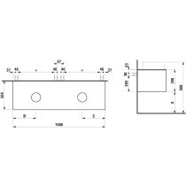 LAUFEN ARUN Zásuvkový element 1600, s 2 zásuvkami, s výrezom vľavo a vpravo, s vrchnou doskou Piasentina Grigio, 1605x505x390 mm, Špeciálne farby 990, H4161441519901
