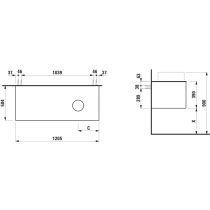LAUFEN ARUN Zásuvkový element 1200, s 1 zásuvkou, s výrezom vpravo, s vrchnou doskou Botticino Crema, 1205x505x390 mm, Bledý dub 250, H4171231512501