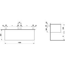 LAUFEN ARUN Zásuvkový element 1400, s 2 zásuvkami, bez výrezu, s vrchnou doskou Botticino Crema, 1405x505x390 mm, Bledý dub 250, H4171301512501