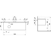 LAUFEN ARUN Zásuvkový element 1400, s 2 zásuvkami, s výrezom vľavo, s vrchnou doskou Botticino Crema vr. otvoru pre batériu, 1405x505x390 mm, Noce Canaletto – drevená dyha 630, H4171361516301