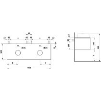 LAUFEN ARUN Zásuvkový element 1400, s 2 zásuvkami, s výrezom vľavo a vpravo, s vrchnou doskou Botticino Crema vr. otvoru pre batériu, 1405x505x390 mm, Noce Canaletto – drevená dyha 630, H4171391516301