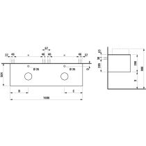LAUFEN ARUN Zásuvkový element 1600, s 2 zásuvkami, s výrezom vľavo a vpravo, so sklenenou vrchnou doskou vr. otvoru pre batériu, 1605x505x390 mm, Multicolour farby 999, H4181491519991