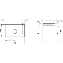 LAUFEN ARUN Umývadlová doska 800, s výrezom uprostred, hrúbka 80 mm, vr. 2 nástenných držiakov, 805x505x80 mm, Výber kamenných dekorov 770, H4191011517701