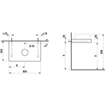 LAUFEN ARUN Umývadlová doska 800, s výrezom uprostred, hrúbka 80 mm, vr. otvoru pre batériu, vr. 2 nástenných držiakov, 805x505x80 mm, Výber kamenných dekorov 770, H4191051517701