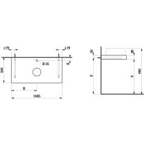 LAUFEN ARUN Umývadlová doska 1000, s výrezom uprostred, hrúbka 80 mm, vr. otvoru pre batériu, vr. 2 nástenných držiakov, 1005x505x80 mm, Výber kamenných dekorov 770, H4191151517701
