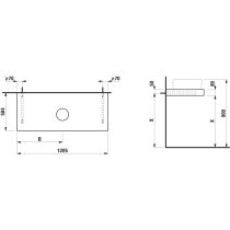 LAUFEN ARUN Umývadlová doska 1200, s výrezom uprostred, hrúbka 80 mm, vr. 2 nástenných držiakov, 1205x505x80 mm, Výber kamenných dekorov 770, H4191211517701