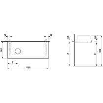 LAUFEN ARUN Umývadlová doska 1200, s výrezom vľavo, hrúbka 80 mm, vr. 2 nástenných držiakov, 1205x505x80 mm, Výber kamenných dekorov 770, H4191221517701