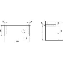 LAUFEN ARUN Umývadlová doska 1200, s výrezom vpravo, hrúbka 80 mm, vr. 2 nástenných držiakov, 1205x505x80 mm, Výber kamenných dekorov 770, H4191231517701