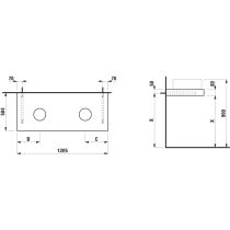 LAUFEN ARUN Umývadlová doska 1200, s výrezom vľavo a vpravo, hrúbka 80 mm, vr. 2 nástenných držiakov, 1205x505x80 mm, Výber kamenných dekorov 770, H4191241517701