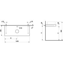 LAUFEN ARUN Umývadlová doska 1200, s výrezom uprostred, hrúbka 80 mm, vr. otvoru pre batériu, vr. 2 nástenných držiakov, 1205x505x80 mm, Výber kamenných dekorov 770, H4191251517701
