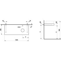 LAUFEN ARUN Umývadlová doska 1200, s výrezom vpravo, hrúbka 80 mm, vr. otvoru pre batériu, vr. 2 nástenných držiakov, 1205x505x80 mm, Výber kamenných dekorov 770, H4191271517701