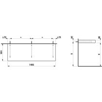 LAUFEN ARUN Umývadlová doska 1400, bez výrezu, hrúbka 80 mm, vr. 3 nástenných držiakov, 1405x505x80 mm, Výber kamenných dekorov 770, H4191301517701