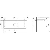LAUFEN ARUN Umývadlová doska 1400, s výrezom uprostred, hrúbka 80 mm, vr. 3 nástenných držiakov, 1405x505x80 mm, Výber kamenných dekorov 770, H4191311517701