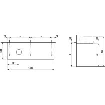 LAUFEN ARUN Umývadlová doska 1400, s výrezom vľavo, hrúbka 80 mm, vr. 3 nástenných držiakov, 1405x505x80 mm, Výber kamenných dekorov 770, H4191321517701