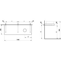 LAUFEN ARUN Umývadlová doska 1400, s výrezom vpravo, hrúbka 80 mm, vr. 3 nástenných držiakov, 1405x505x80 mm, Výber kamenných dekorov 770, H4191331517701
