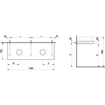 LAUFEN ARUN Umývadlová doska 1400, s výrezom vľavo a vpravo, hrúbka 80 mm, vr. 3 nástenných držiakov, 1405x505x80 mm, Výber kamenných dekorov 770, H4191341517701