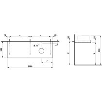 LAUFEN ARUN Umývadlová doska 1400, s výrezom vpravo, hrúbka 80 mm, vr. otvoru pre batériu, vr. 3 nástenných držiakov, 1405x505x80 mm, Výber kamenných dekorov 770, H4191371517701