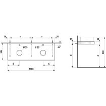 LAUFEN ARUN Umývadlová doska 1400, s výrezom vľavo a vpravo, hrúbka 80 mm, vr. otvoru pre batériu, vr. 3 nástenných držiakov, 1405x505x80 mm, Výber kamenných dekorov 770, H4191391517701