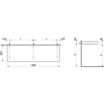 LAUFEN ARUN Umývadlová doska 1600, bez výrezu, hrúbka 80 mm, vr. 3 nástenných držiakov, 1605x505x80 mm, Výber kamenných dekorov 770, H4191401517701
