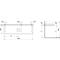 LAUFEN ARUN Umývadlová doska 1600, s výrezom uprostred, hrúbka 80 mm, vr. 3 nástenných držiakov, 1605x505x80 mm, Výber kamenných dekorov 770, H4191411517701
