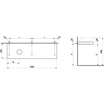 LAUFEN ARUN Umývadlová doska 1600, s výrezom vľavo, hrúbka 80 mm, vr. 3 nástenných držiakov, 1605x505x80 mm, Výber kamenných dekorov 770, H4191421517701