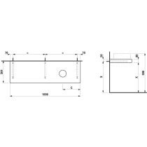 LAUFEN ARUN Umývadlová doska 1600, s výrezom vpravo, hrúbka 80 mm, vr. 3 nástenných držiakov, 1605x505x80 mm, Výber kamenných dekorov 770, H4191431517701