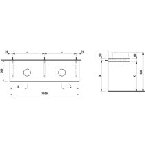LAUFEN ARUN Umývadlová doska 1600, s výrezom vľavo a vpravo, hrúbka 80 mm, vr. 3 nástenných držiakov, 1605x505x80 mm, Výber kamenných dekorov 770, H4191441517701