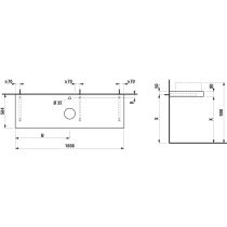 LAUFEN ARUN Umývadlová doska 1600, s výrezom uprostred, hrúbka 80 mm, vr. otvoru pre batériu, vr. 3 nástenných držiakov, 1605x505x80 mm, Výber kamenných dekorov 770, H4191451517701
