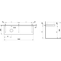 LAUFEN ARUN Umývadlová doska 1600, s výrezom vľavo, hrúbka 80 mm, vr. otvoru pre batériu, vr. 3 nástenných držiakov, 1605x505x80 mm, Výber kamenných dekorov 770, H4191461517701