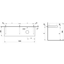 LAUFEN ARUN Umývadlová doska 1600, s výrezom vpravo, hrúbka 80 mm, vr. otvoru pre batériu, vr. 3 nástenných držiakov, 1605x505x80 mm, Výber kamenných dekorov 770, H4191471517701