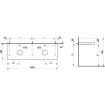 LAUFEN ARUN Umývadlová doska 1600, s výrezom vľavo a vpravo, hrúbka 80 mm, vr. otvoru pre batériu, vr. 3 nástenných držiakov, 1605x505x80 mm, Výber kamenných dekorov 770, H4191491517701