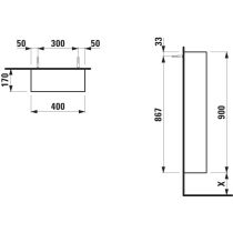 LAUFEN ARUN Stredná skrinka, otvorená predná časť, dymové sklo 8 mm, 400x170x900 mm, Bledý dub 250, H4195201512501