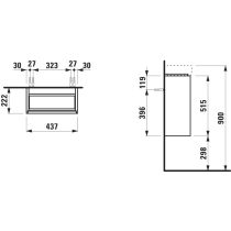 LAUFEN MEDA Skrinka pod umývadlo, 1 dvierka, pánty dvierok vpravo, 435x220x515 mm, Šedá traffic 266, H4215520112661