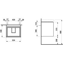 LAUFEN MEDA Skrinka pod umývadlo, s 2 zásuvkami, pre umývadlo H810112, 535x450x515 mm, Šedá traffic 266, H4215620112661
