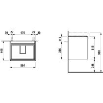 LAUFEN MEDA Skrinka pod umývadlo, s 2 zásuvkami, pre umývadlo H810113, 585x450x515 mm, Špeciálne farby 990, H4215720119901