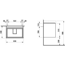 LAUFEN MEDA Skrinka pod umývadlo, s 2 zásuvkami, pre umývadlo H810114, 635x450x515 mm, Šedá traffic 266, H4215820112661
