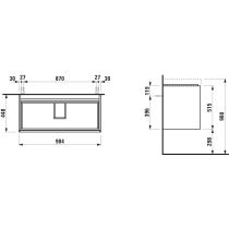 LAUFEN MEDA Skrinka pod umývadlo, s 2 zásuvkami, pre umývadlo H810119, 985x450x515 mm, Šedá traffic 266, H4216220112661