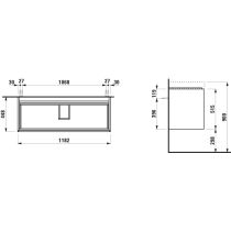 LAUFEN MEDA Skrinka pod umývadlo, s 2 zásuvkami, pre umývadlo H814111, 1180x450x515 mm, Cappuccino 465, H4216320114651