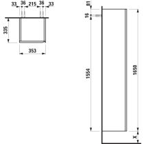 LAUFEN MEDA Vysoká skrinka, 1 dvierka, pánty dvierok vľavo, 355x335x1650 mm, Multicolour farby 999, H4216510119991