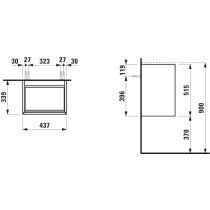 LAUFEN MEDA Skrinka pod umývadlo, 1 dvierka, pánty vpravo, pre umývadlo H814110 z materiálu Marbond, 435x340x515 mm, Šedá traffic 266, H4216620112661