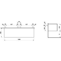 LAUFEN ILBAGNOALESSI Zásuvkový element 1600, s 2 zásuvkami, bez výrezu, 1600x500x370 mm, Tmavohnedá 429, H4303300974291