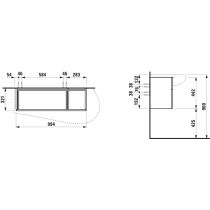 LAUFEN ILBAGNOALESSI Skrinka pod umývadlo 1200, s 1 zásuvkou, s výrezom pre sifón vpravo, pre umývadlo H814974, 995x320x340 mm, Špeciálne farby 990, H4304310979901