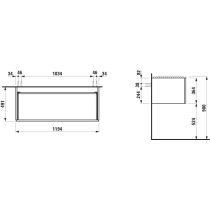 LAUFEN ILBAGNOALESSI Skrinka pod umývadlo 1200, s 1 zásuvkou, s výrezom pre sifón vľavo, pre umývadlo H817979, 1195x490x365 mm, Bledý dub 250, H4304410972501