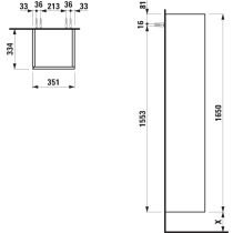 LAUFEN ILBAGNOALESSI Vysoká skrinka, pánty dvierok vpravo, 350x335x1650 mm, Béžová perleť 270, H4304620972701