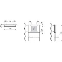 LAUFEN ILBAGNOALESSI Zrkadlo so svetelným rámom k zásuvkovému elementu 1200, pre umývadla H818977/8, H818975/6, H818974, 1260x1755 mm, Havanna 097, H4305010972711