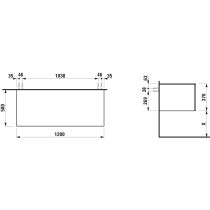 LAUFEN ILBAGNOALESSI Zásuvkový element 1200, s 1 zásuvkou, bez výrezu, top Calce Avorio, 1200x500x370 mm, Biela matná 260, H4313000972601