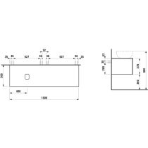 LAUFEN ILBAGNOALESSI Zásuvkový element 1600, s 2 zásuvkami, s výrezom vľavo, top Calce Avorio, pre umývadlo H818974, 1600x500x370 mm, Noce Canaletto – drevená dyha 630, H4313420976301