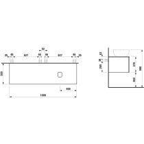 LAUFEN ILBAGNOALESSI Zásuvkový element 1600, s 2 zásuvkami, s výrezom vpravo, top Calce Avorio, pre umývadlo H818974, 1600x500x370 mm, Biela matná 260, H4313430972601
