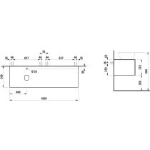 LAUFEN ILBAGNOALESSI Zásuvkový element 1600, s 2 zásuvkami, s výrezom vľavo, top Calce Avorio vr. otvoru pre batériu, pre umývadlo H818974, 1600x500x370 mm, Biela matná 260, H4313440972601