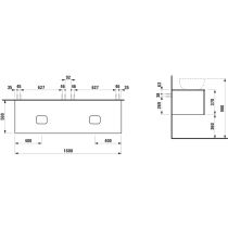 LAUFEN ILBAGNOALESSI Zásuvkový element 1600, s 2 zásuvkami, s výrezom vľavo a vpravo, top Calce Avorio, pre umývadlo H818975/6. H818977/8, 1600x500x370 mm, Bledý dub 250, H4313540972501